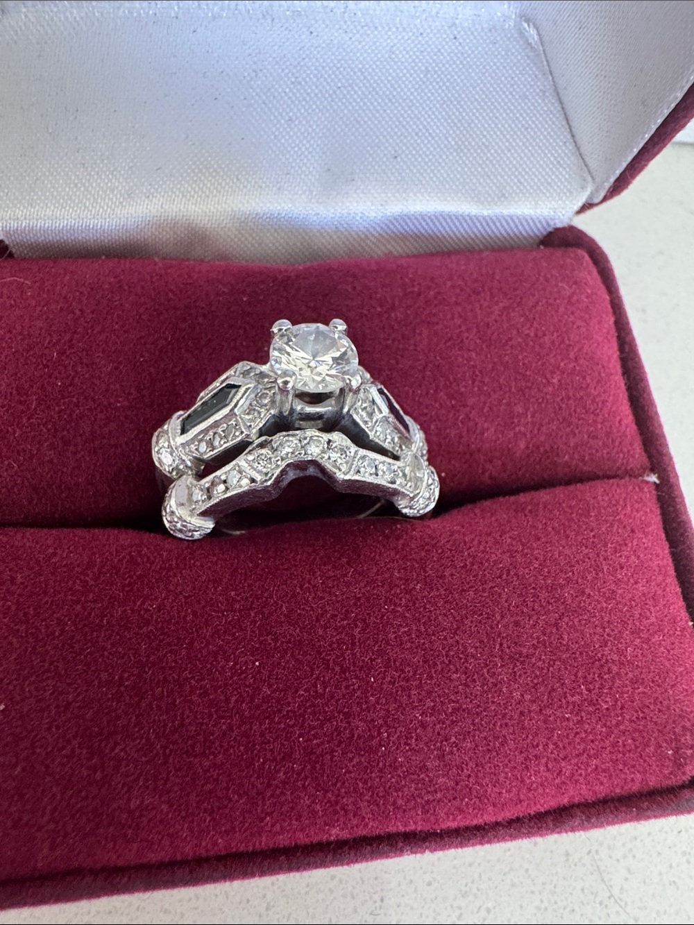 Tacori Vintage-Inspired Platinum Solitaire Ring and Matching Band